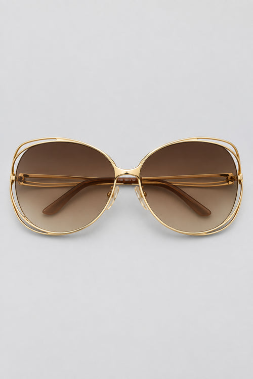 Roberto Cavalli Rosa 527S Oversized Gold Metal Brown Gradient 175mm with Box