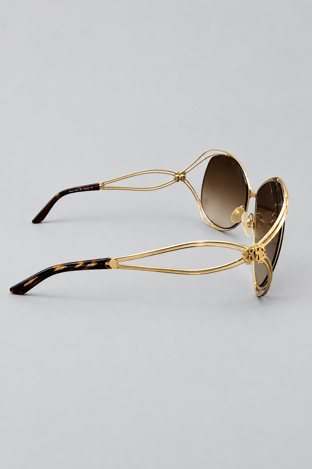Roberto Cavalli Rosa 527S Oversized Gold Metal Brown Gradient 175mm with Box