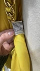 D&G Yellow Cropped Open Back Chain Accents Tie Scoop Neck Long Sleeve Top Size S