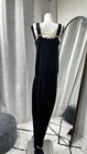 Size 10 Bottega Veneta Black Wool Knit Sleeveless Jumpsuit Boat Neck Adjustable Straps