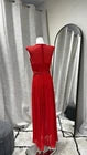Size 6 Thurley Red Maxi Dress Lace Bodice Sheer Beaded Crew Neck Zip Long
