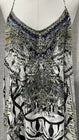 Camilla XS 100% Silk Animal Print Beaded Strappy V-Neck Midi Slip Dress