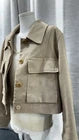 Size 42/Size M COS Beige Twill Cropped Button Front Jacket With Pockets