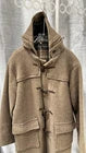 Size L Foster Men Brown Wool Duffle Coat Hooded Toggle Lined Long