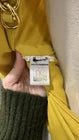 D&G Yellow Cropped Open Back Chain Accents Tie Scoop Neck Long Sleeve Top Size S
