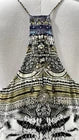 Camilla XS 100% Silk Animal Print Beaded Strappy V-Neck Midi Slip Dress