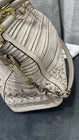 Coach Madison Caroline Pleated Leather Satchel in Soft Beige Color w Gold HW