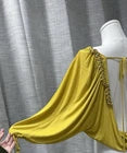 D&G Yellow Cropped Open Back Chain Accents Tie Scoop Neck Long Sleeve Top Size S