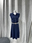 Size S Luisa Spagnoli Navy Knitted Dress With Belt