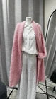 Scanlan Theodore Pink Mohair Knit V-Neck Open Front Long Sleeve Cardigan
