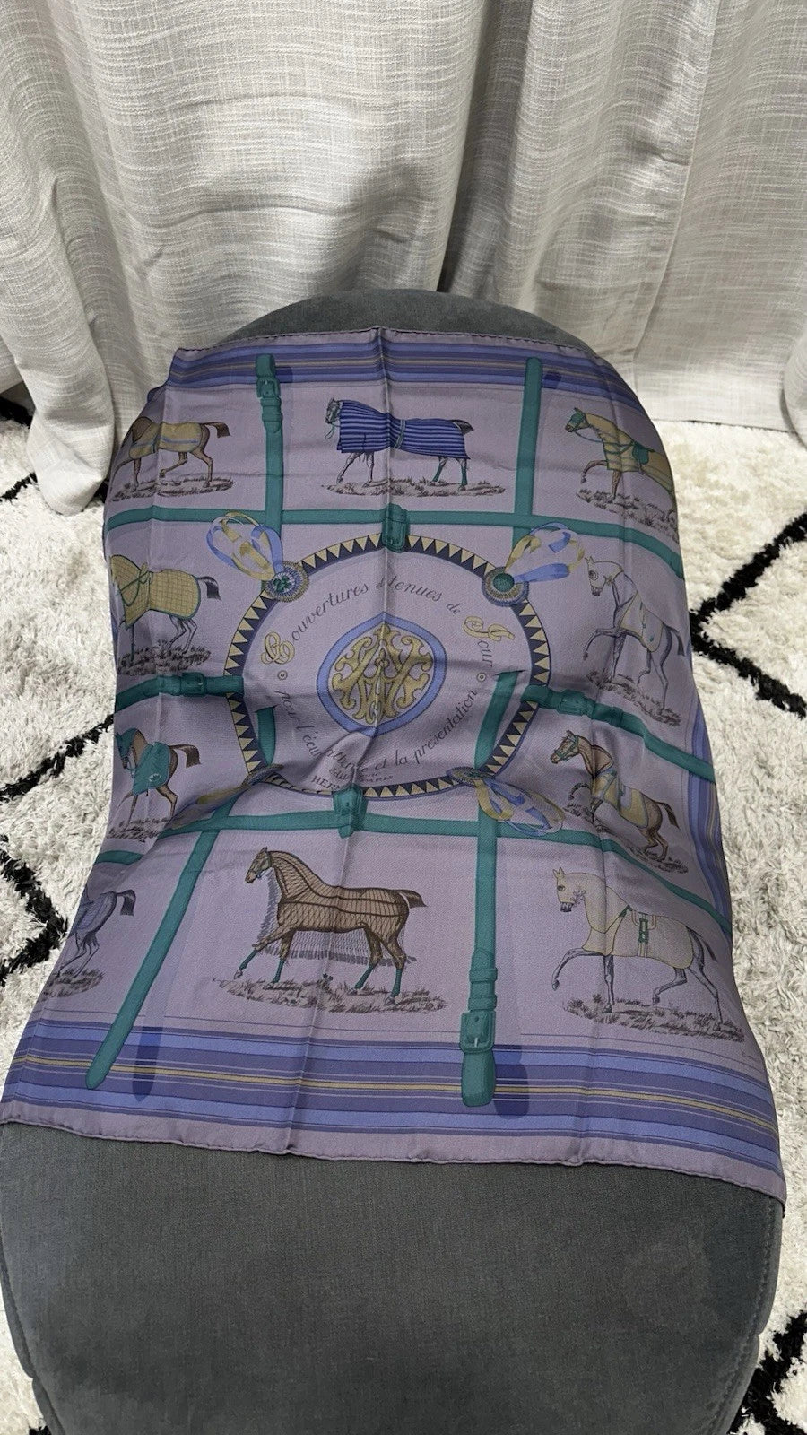 Hermès "Couvertures et Tenues de Jour" Carré 90 silk scarf