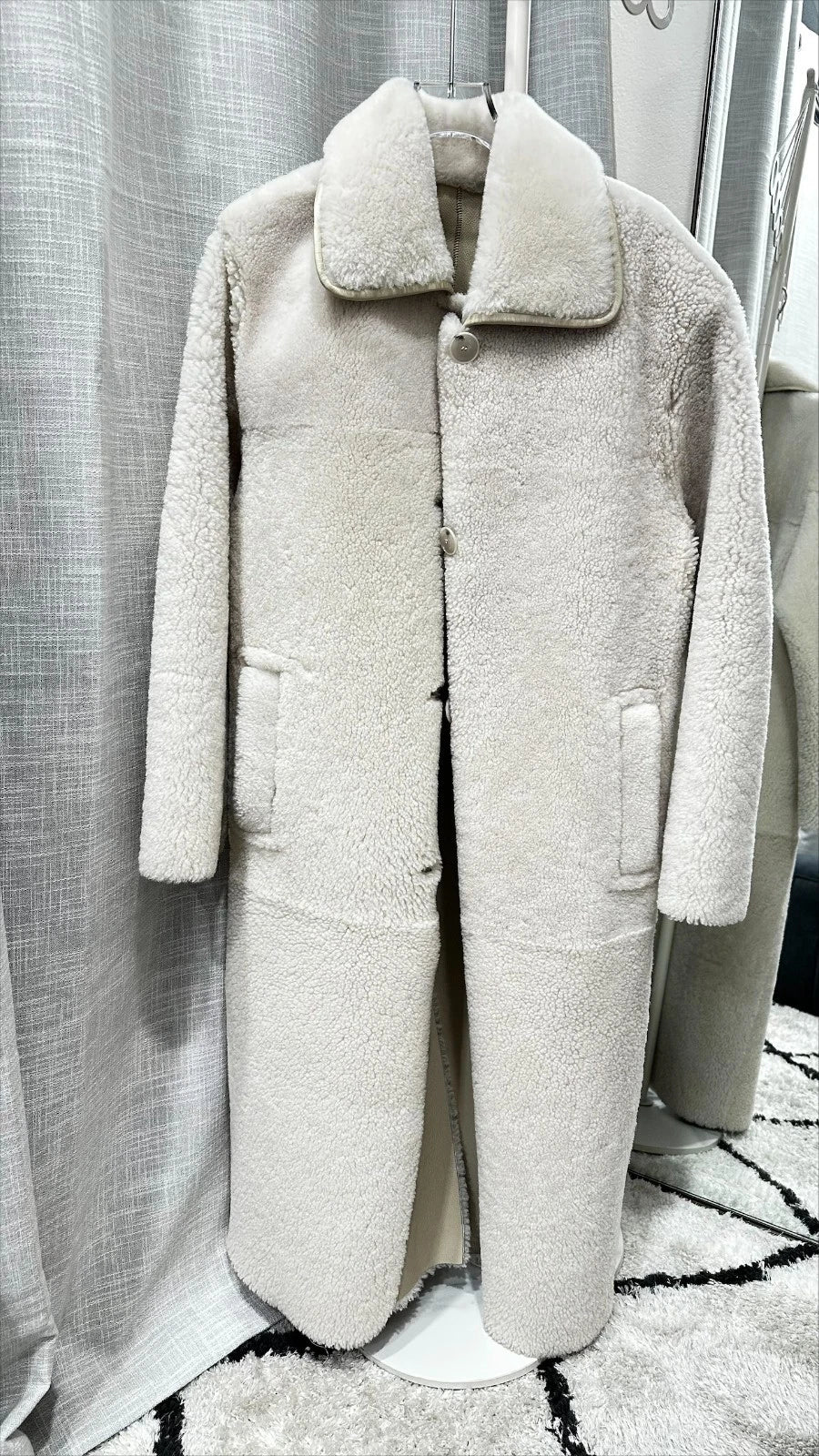 Size S/M Sandro Beige Shearling Coat
