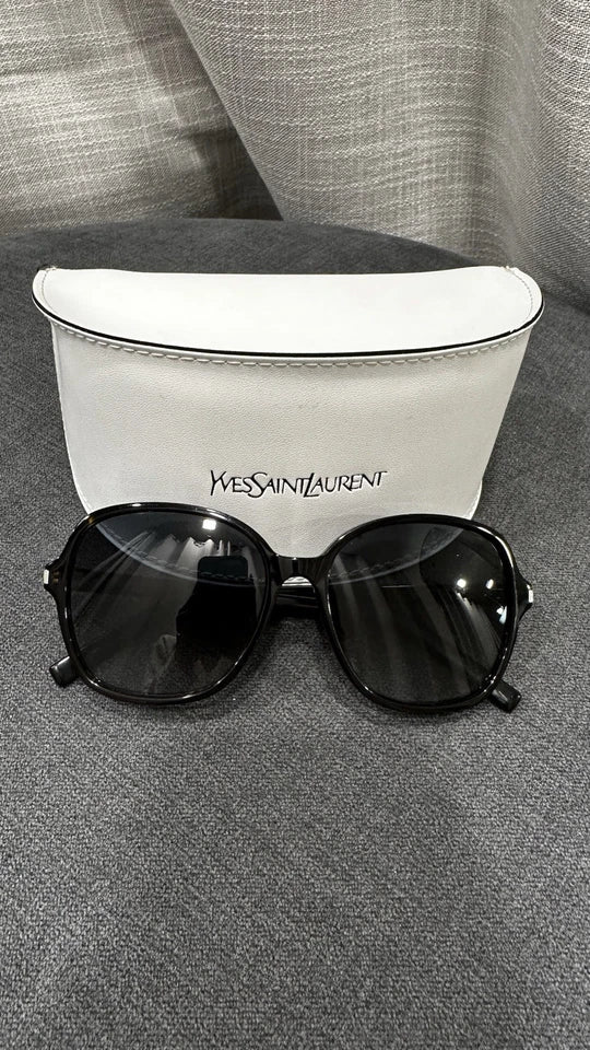 Saint Laurent Classic 8 Square Sunglasses Black Plastic Frame with YSL Case