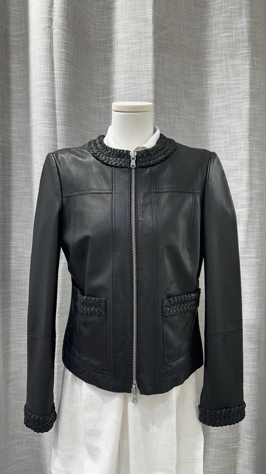 Size 8 Twinset Black Sheep Leather Jacket